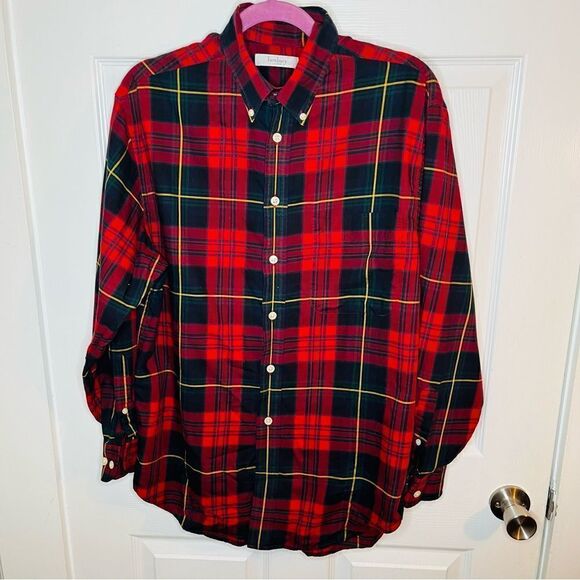 Turnbury Red Plaid Button Down Shirt Button Collar M 33 - Picture 5 of 10